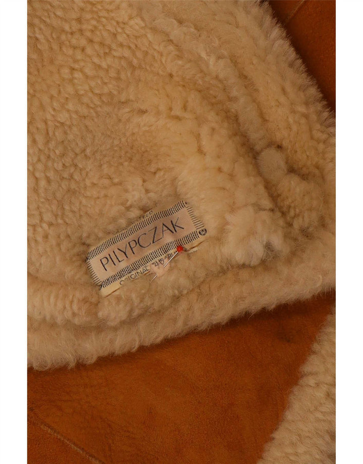 Vintage Dame Hætte Oversized Shearling jakke EU 40 Medium Brun