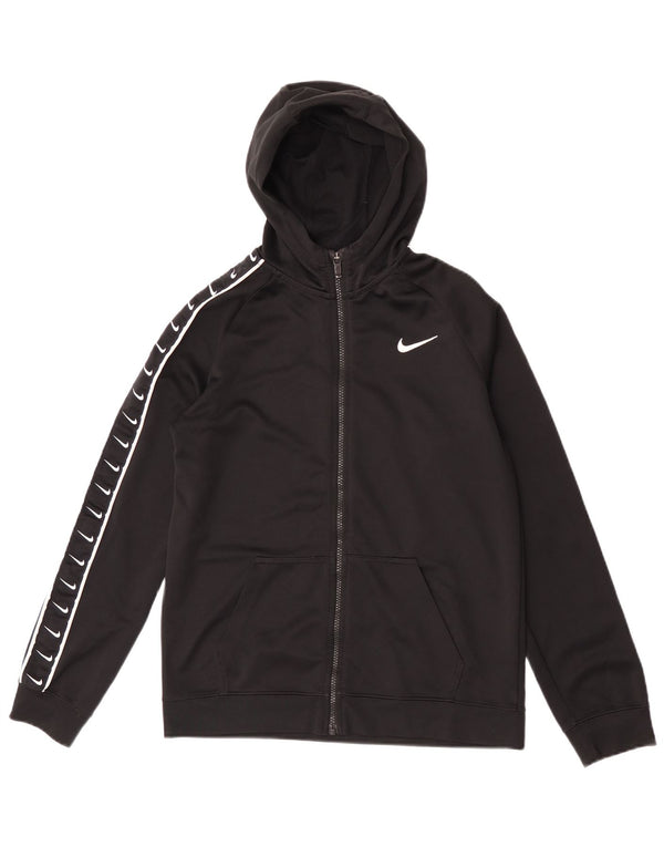 Nike drenge grafisk hættetrøje med lynlås 13-14 år XL sort polyester sport