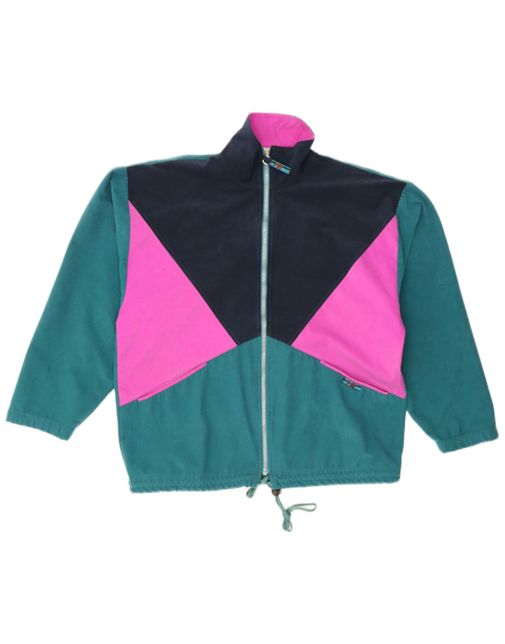 Vintage herre velour træningsdragt topjakke Lille flerfarvet Colourblock