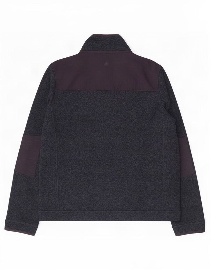 Fedt ansigt herre lynlås-hals sweatshirt jumper stor marineblå flækket polyester