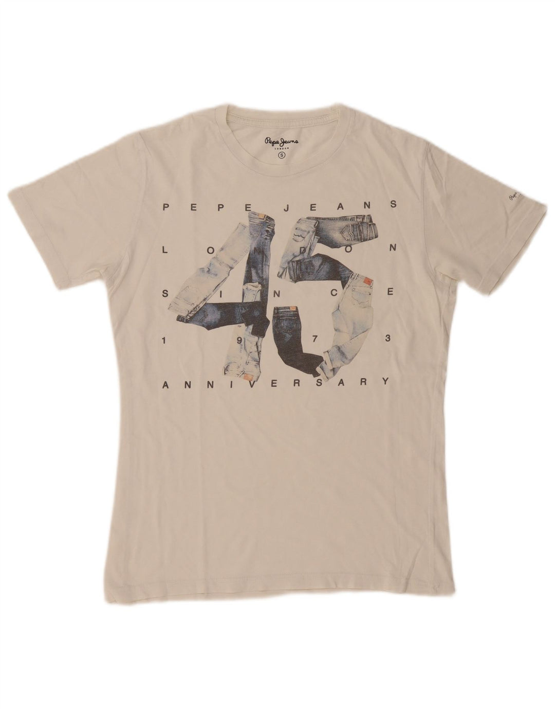 PEPE Jeans Herre grafisk T-shirt Top Small Off White