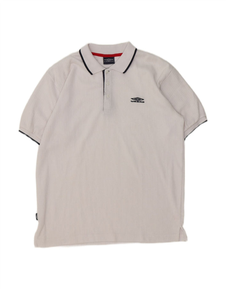 UMBRO Mens Relaxed Fit Polo Shirt Medium White Polyester