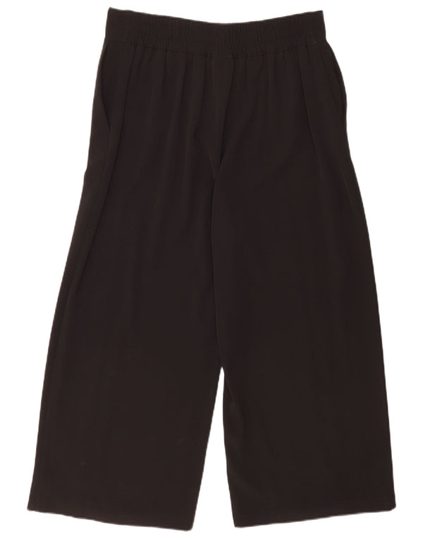 Zara Womens Wide Leg Cropped Trousers XL W32 L24 Sort Polyester