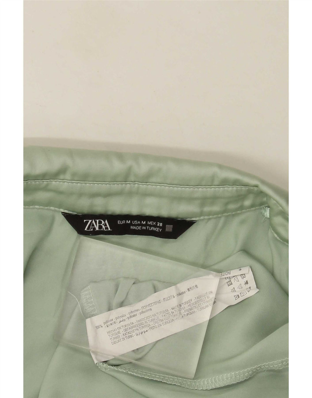 Zara Oversized skjortebluse til kvinder UK 14 Medium Green Polyester