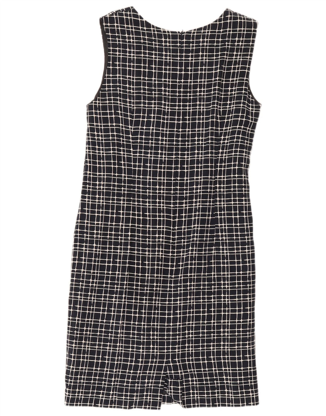 Libra Womens Ærmeløs Skede Kjole UK 14 Medium Navy Blue Ternet Bomuld