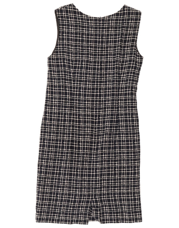 Libra Womens Ærmeløs Skede Kjole UK 14 Medium Navy Blue Ternet Bomuld