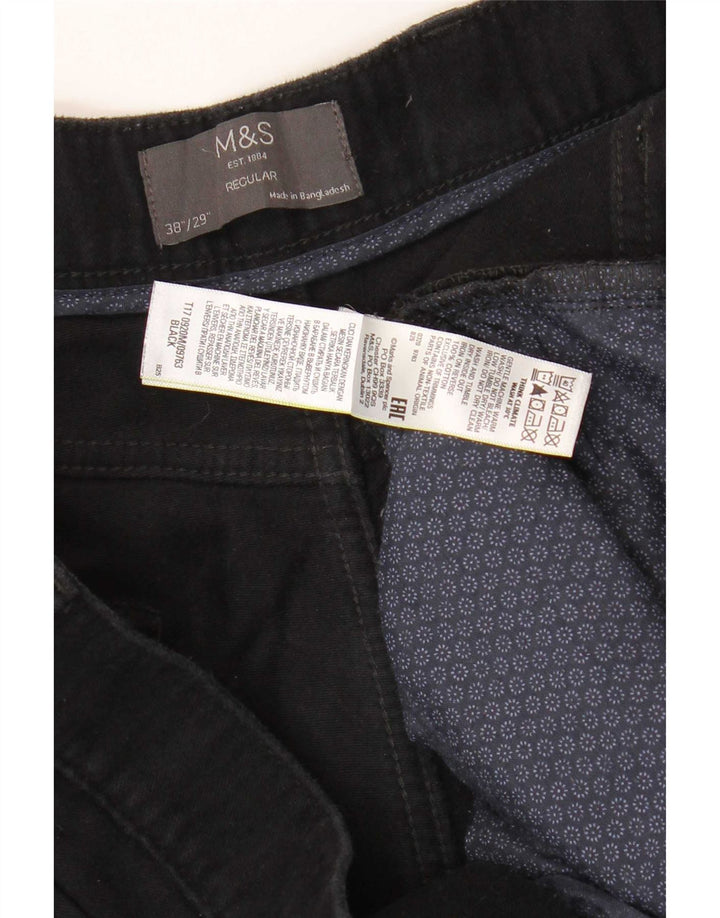 Marks & Spencer Herre Regular Fit Casual Bukser W38 L29 Sort Bomuld
