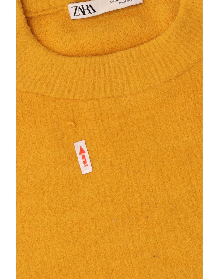 Zara dame sweater med rund hals DK 14 Medium gul nylon