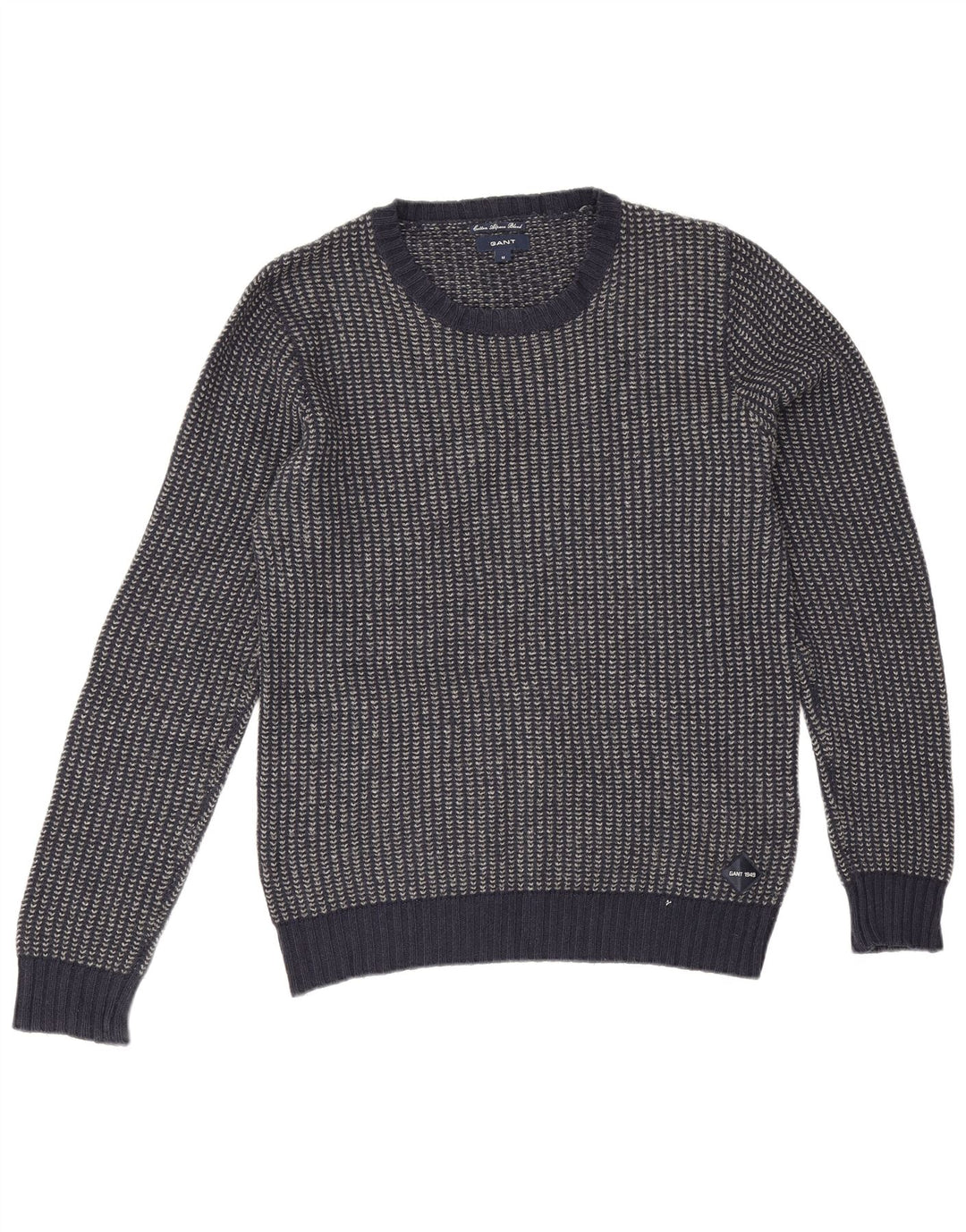 Gant herre rund hals sweater mellem marineblå stribet bomuld