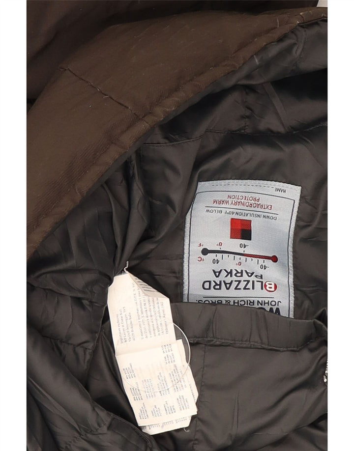Woolrich Dame Hætte Polstret Frakke UK 12 Medium Khaki Bomuld