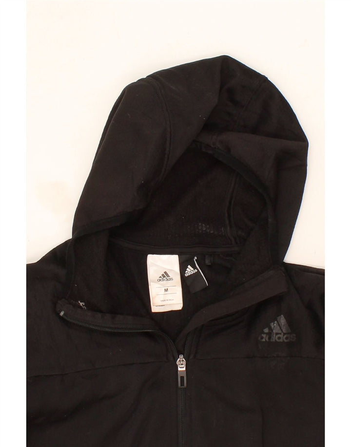 ADIDAS Mens Zip Hoodie Sweater Medium Black Polyester Vintage Adidas and Second-Hand Adidas from Messina Hembry 