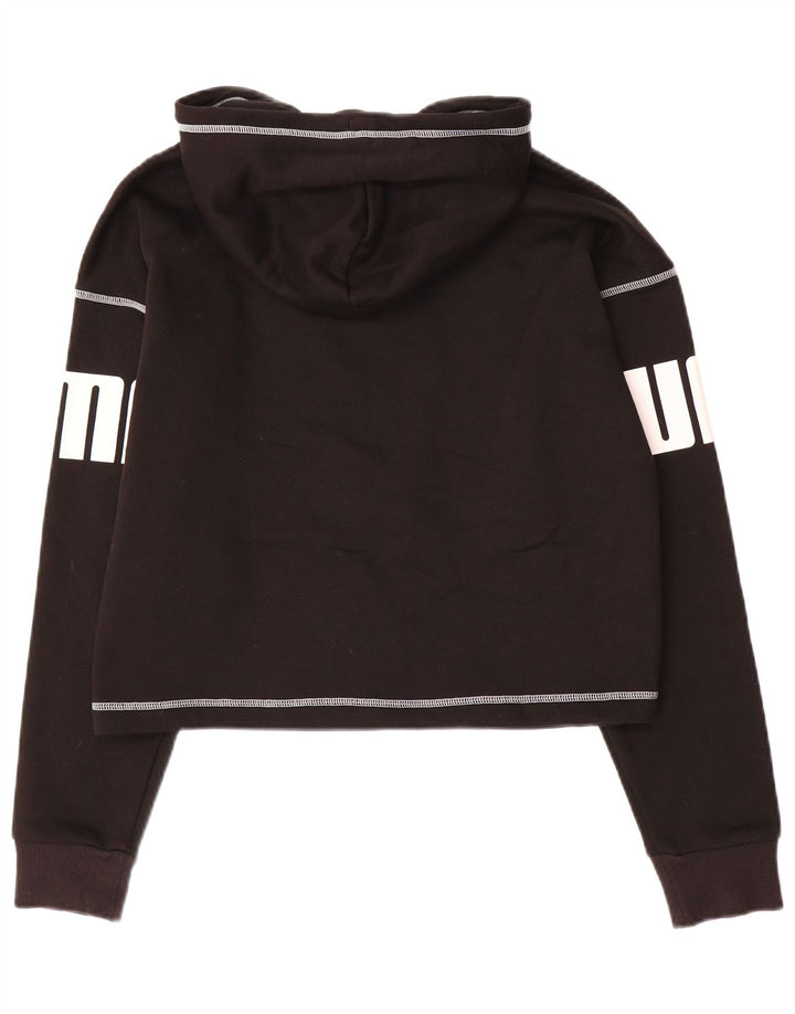 PUMA Oversized grafisk hættetrøjetrøje til kvinder UK 14 Medium Sort bomuld