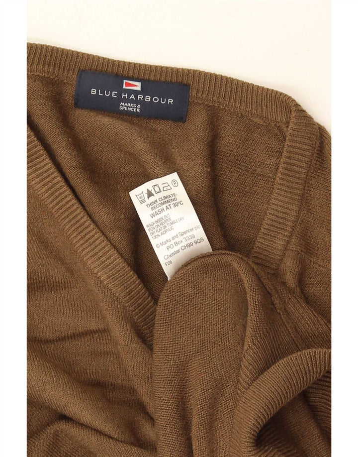 Marks & Spencer Herre Blue Harbor V-hals sweater XL Brun Akryl