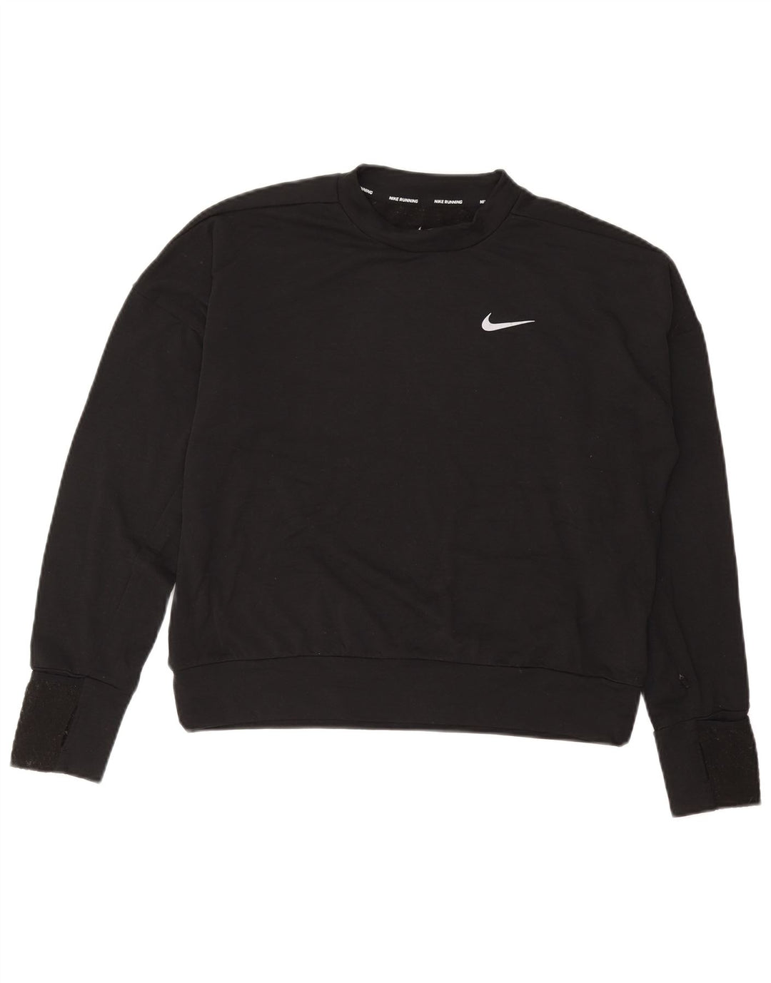 NIKE Running Oversized Top Langærmet UK 10 Lille sort polyester