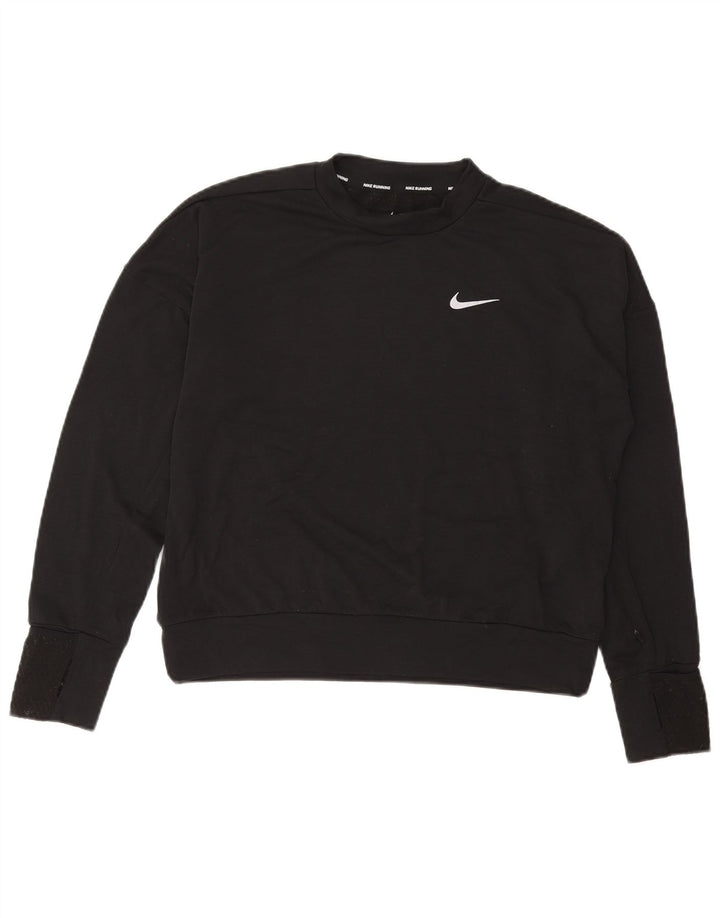 NIKE Running Oversized Top Langærmet UK 10 Lille sort polyester