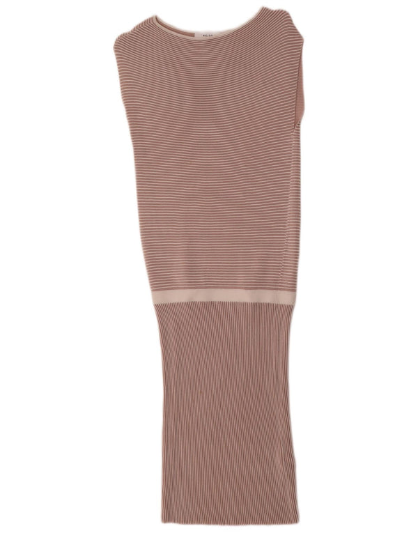 Reiss Dame Ærmeløs Jumper Dress UK 8 Small Pink Stribet Viscose