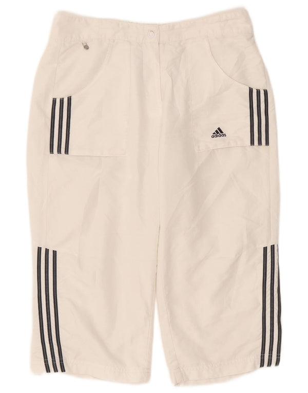 Adidas Dame Lige Capri Bukser UK 10 Small W27 L17 Hvid Polyester