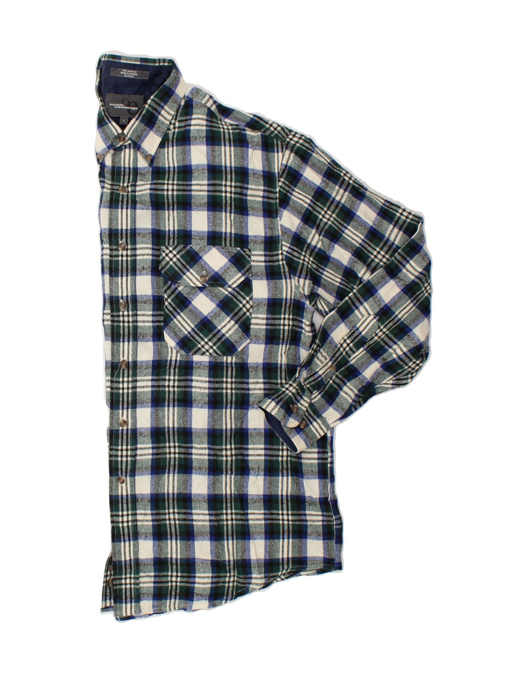 VINTAGE Mens Flannel Shirt Large Black Check Acrylic Vintage Vintage and Second-Hand Vintage from Messina Hembry 