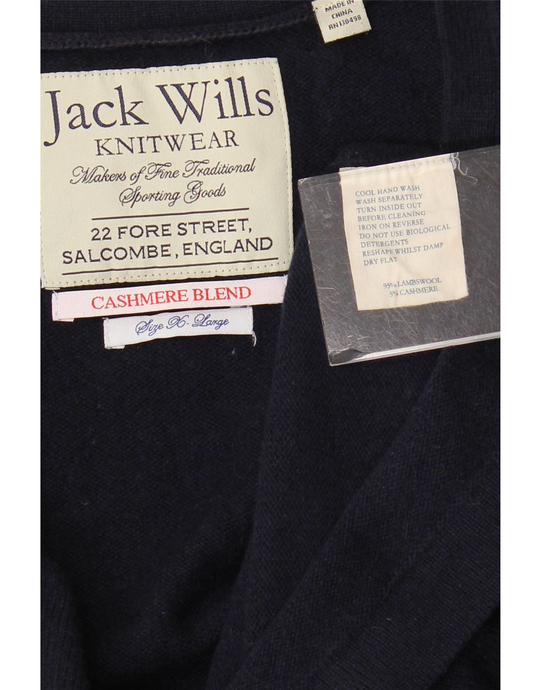 JACK WILLS Dame cardigan sweater UK 18 XL Marineblå lammeuld
