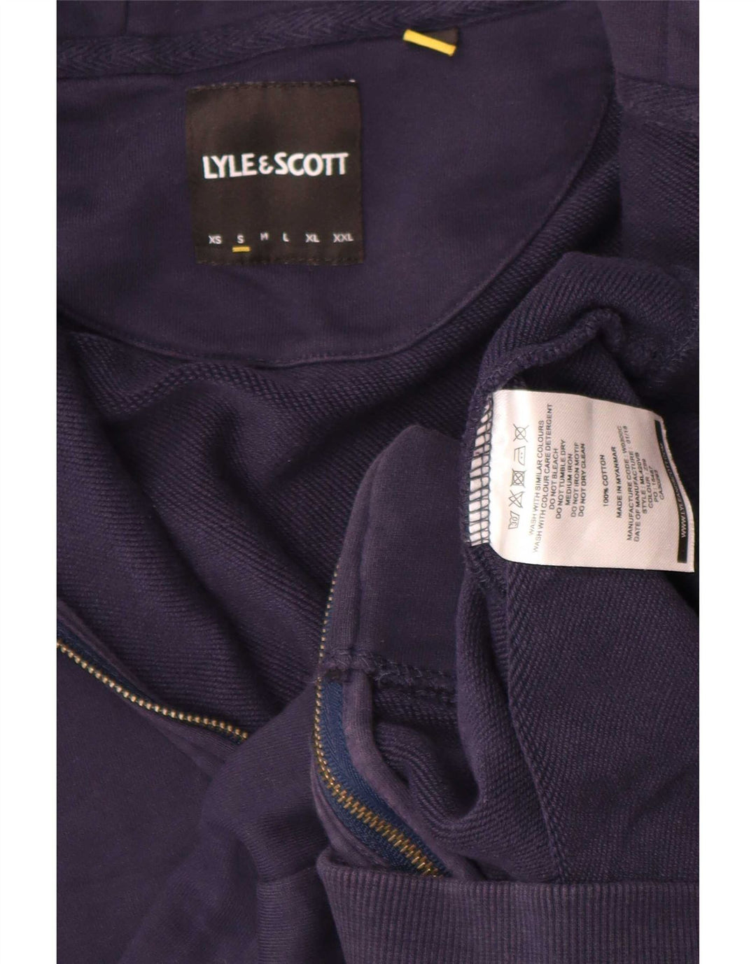Lyle & Scott Herre hættetrøje med lynlås, lille marineblå bomuld