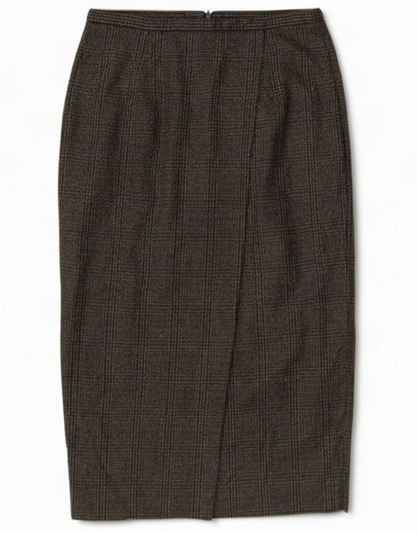 Helen McAlinden Womens Pencil Skirt UK 10 Small W28 Khaki Houndstooth