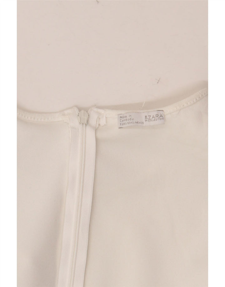 ZARA Kortærmet Playsuit til kvinder UK 8 Small W28 White