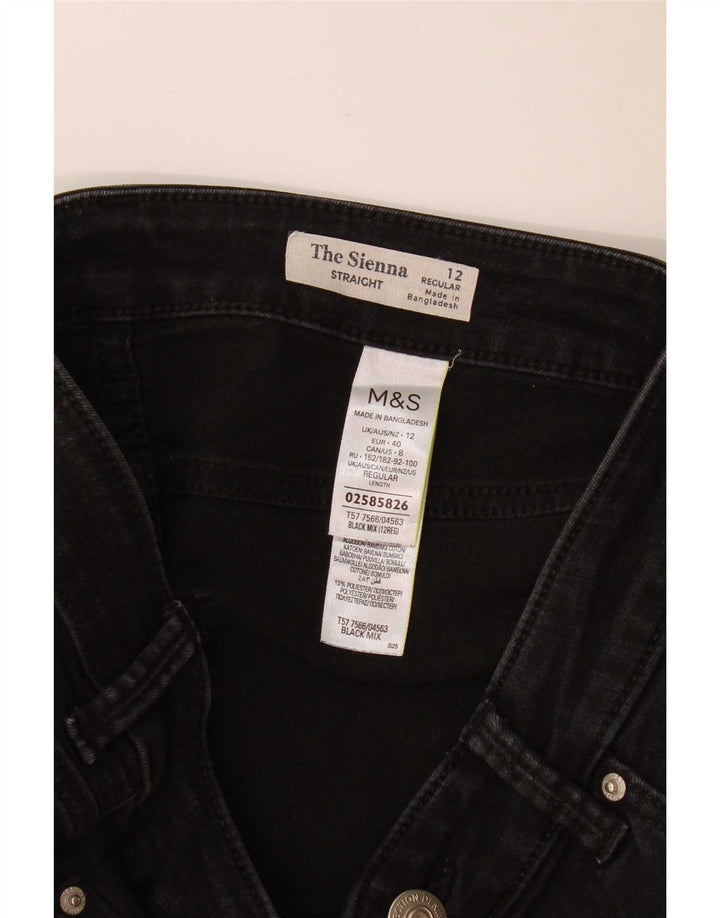 Marks & Spencer Womens The Sienna Straight Jeans UK 12 Medium W30 L30 Black