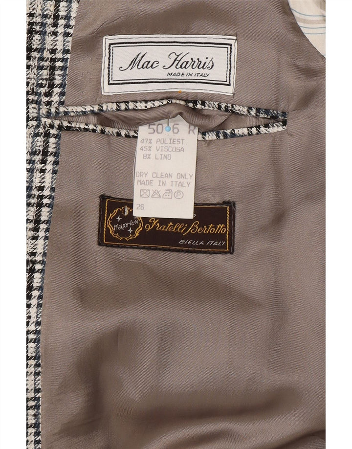 VINTAGE Herre 2-knaps blazerjakke IT 50 Stor grå ternet polyester