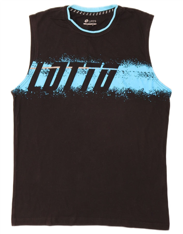 Lotto Herre Grafisk Vest Top Medium Sort Bomuld