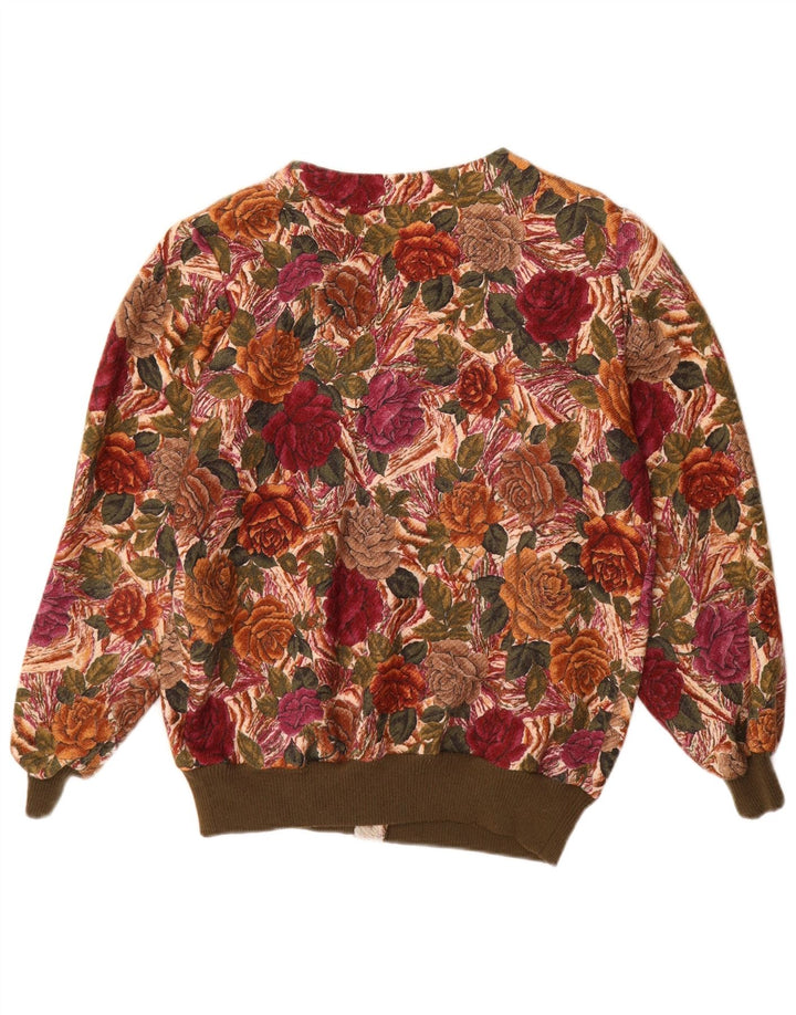 Vintage Dame Cardigan Sweater UK 14 Large Multicolored Floral