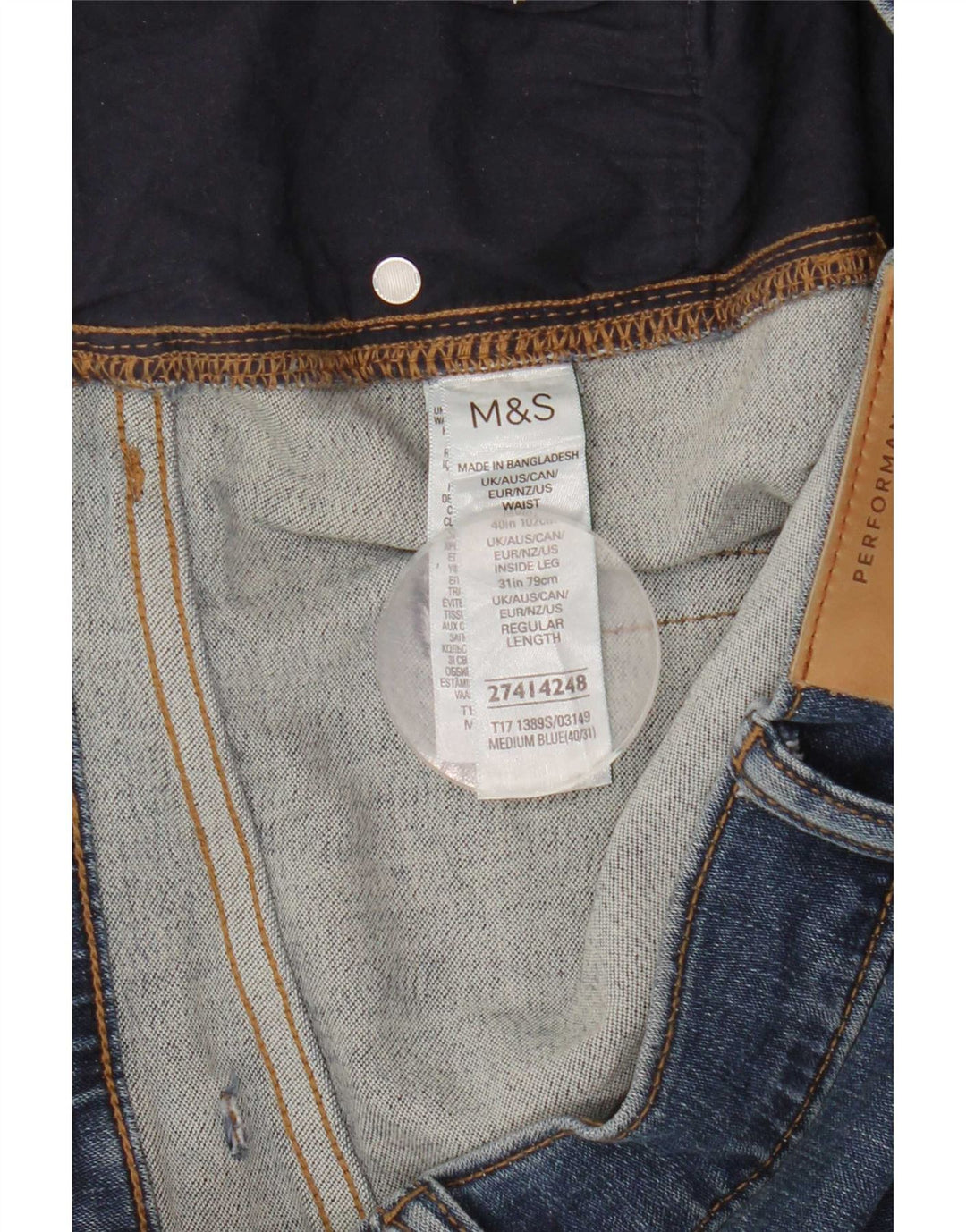 Marks & Spencer Herre Slim Jeans W40 L31 Blå Bomuld