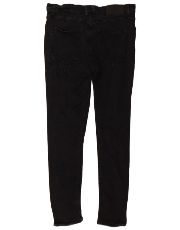 Zara Mens Distressed Skinny Jeans EU 46 XL W36 L30 Sort Bomuld