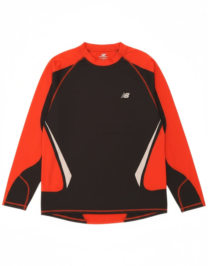 NEW BALANCE Mens Top Long Sleeve Medium Black Colourblock Polyester