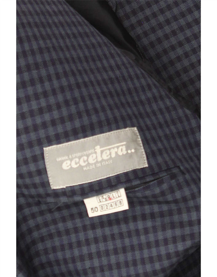 Vintage Herre 2-knaps Blazer Jacket IT 50 Large Navy Blue Gingham