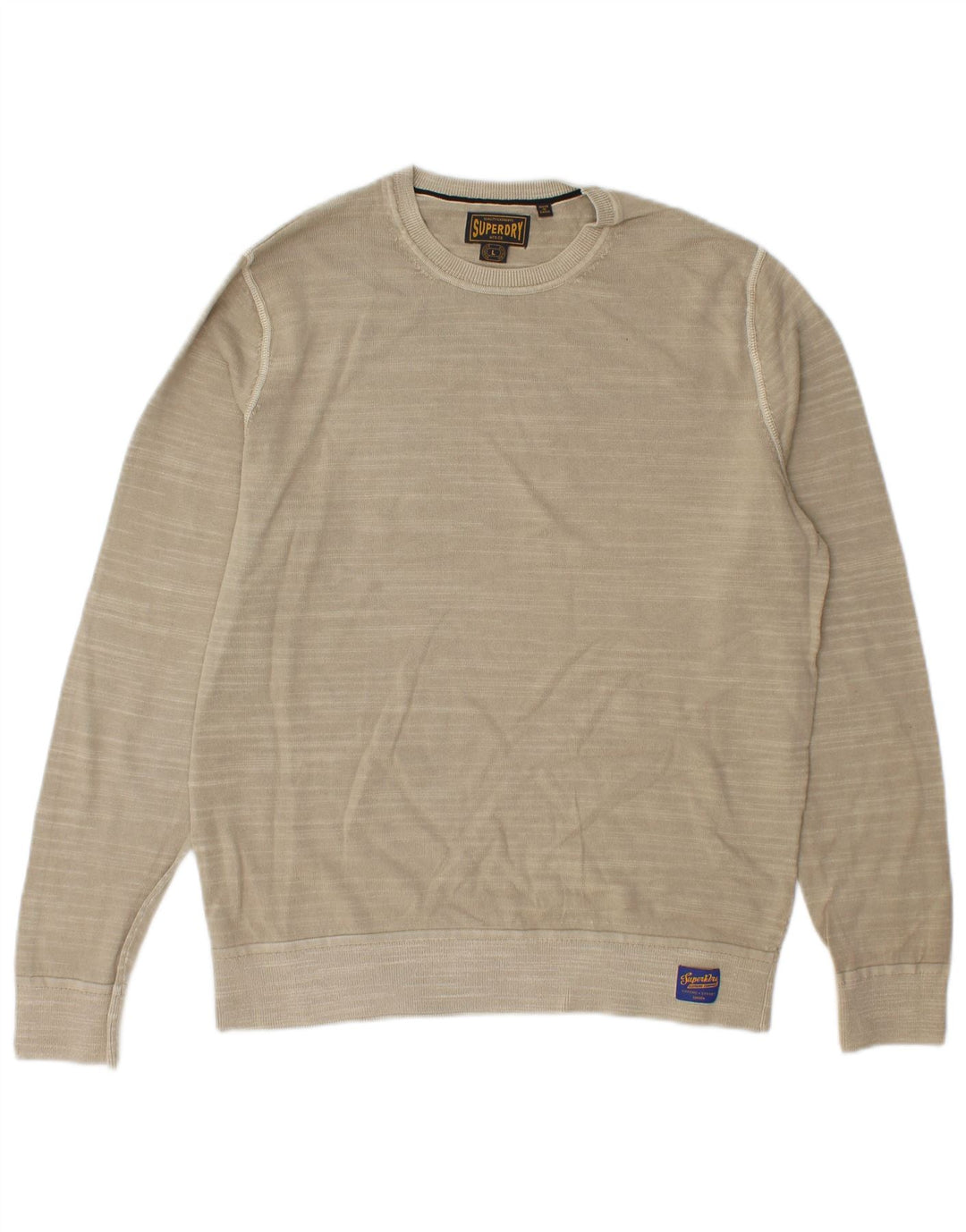 Superdry Sweatshirt til mænd, stor beige stribet bomuld