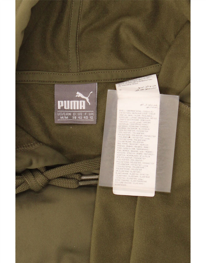 Puma Graphic Hoodie Jumper UK 14 Medium Khaki Polyester