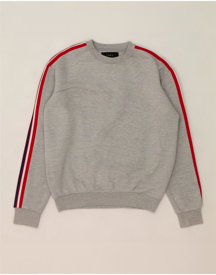 Zara Herre Sweatshirt Jumper Lille Grå Colourblock Polyester