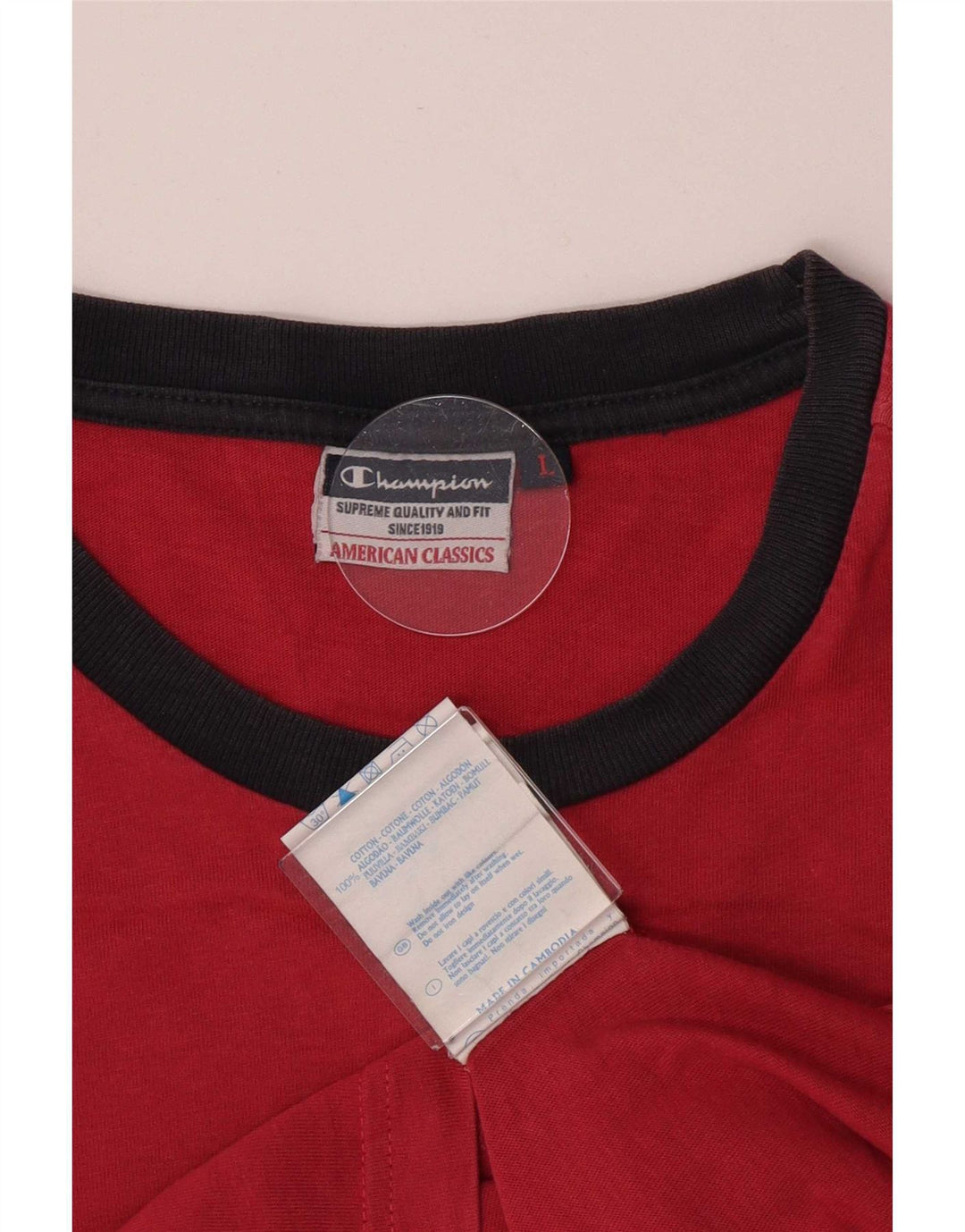 Champion Herre Grafisk T-Shirt Top Stor Rød Bomuld
