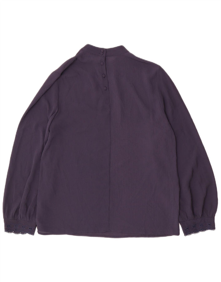 Marks & Spencer Dame Langærmet Bluse Top UK 12 Medium Navy Blue