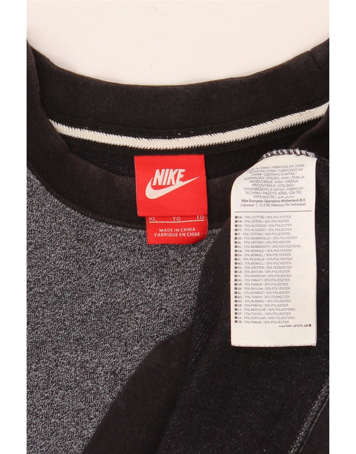 NIKE Sweatshirt til mænd XL Grå Colourblock Bomuld