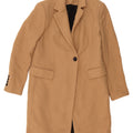 Zara Dame Overfrakke UK 12 Medium Beige Uld