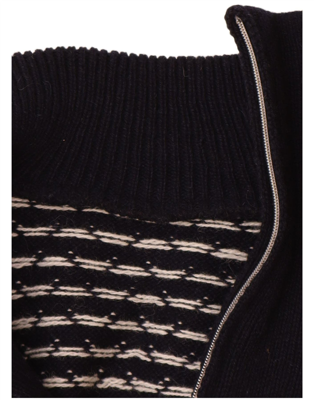 Vintage sweater med lynlås til mænd XL marineblå Fair Isle