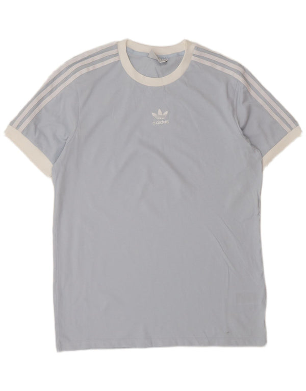Adidas Dame Grafisk T-Shirt Top UK 10 Lille Blå Bomuld