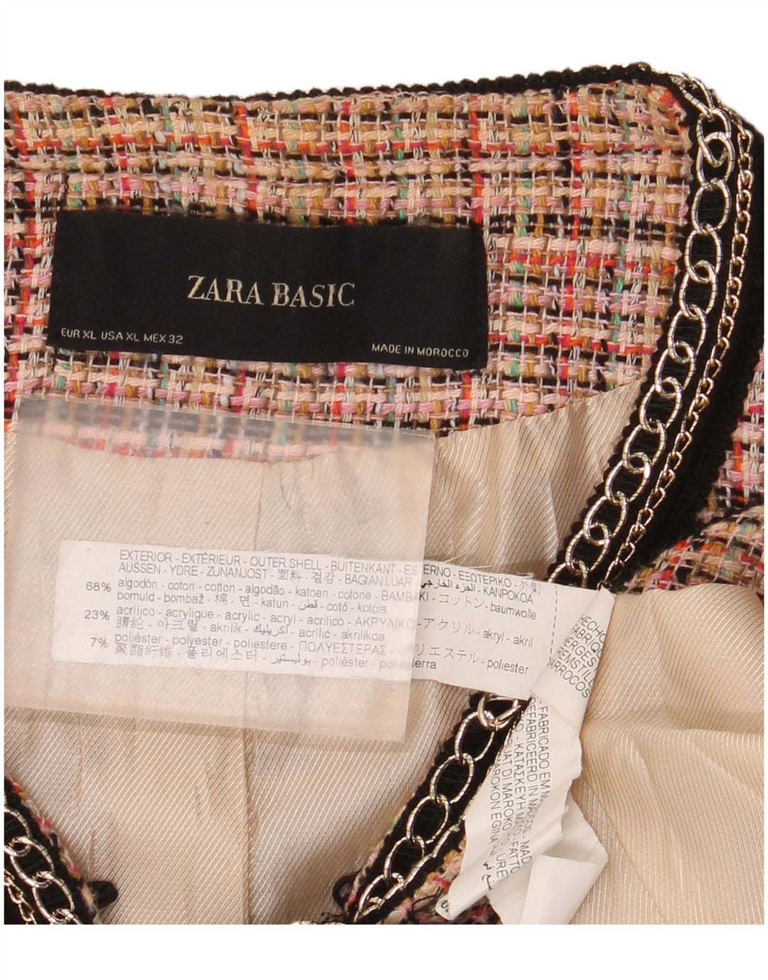 Zara Dame Blazer Jacket UK 18 XL Pink ternet bomuld