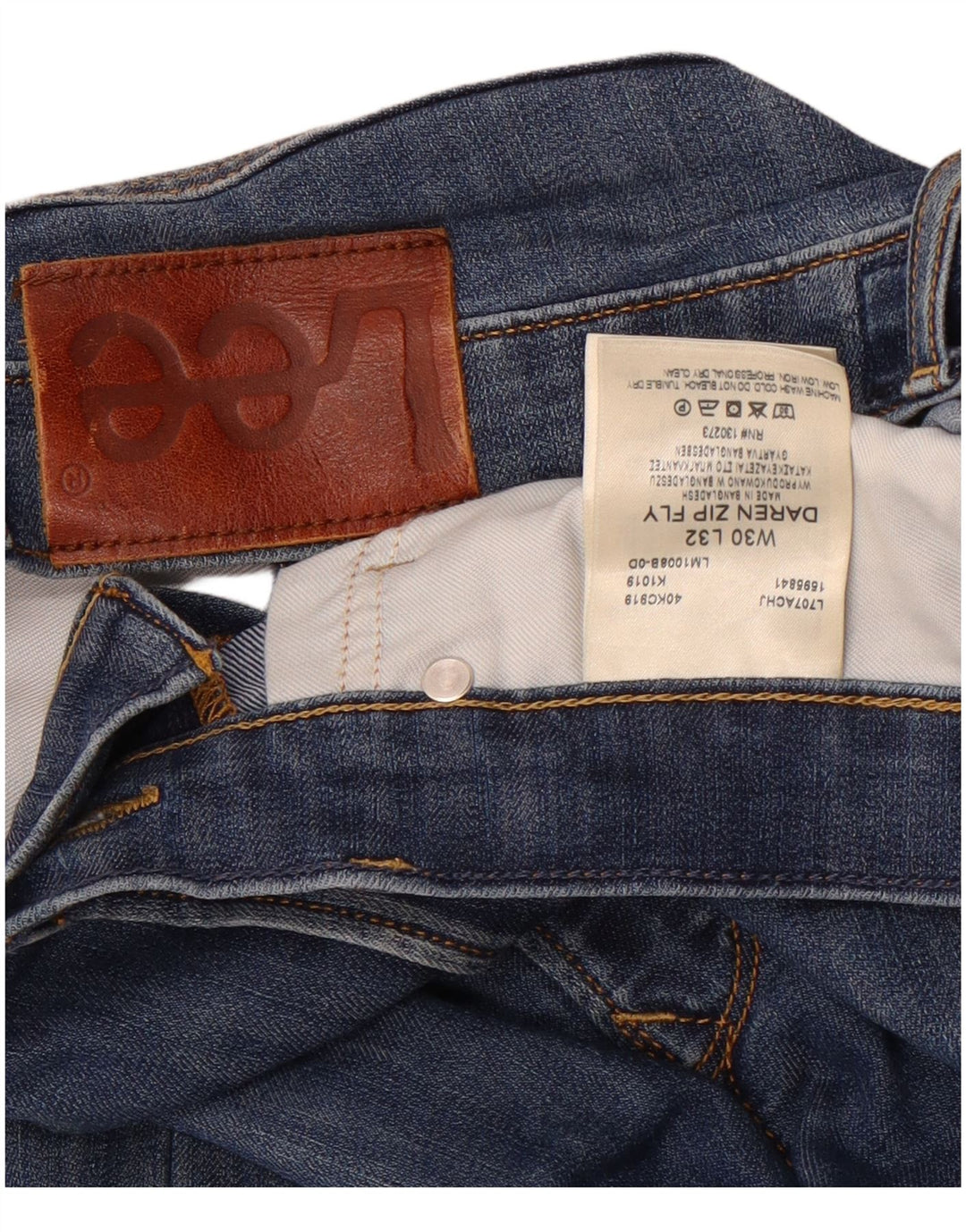 Lee Mens Daren Zip Fly Slim Jeans W30 L32 Blå Bomuld