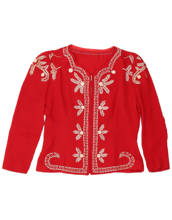 Vintage dame cardigan top UK 14 Medium Red Floral