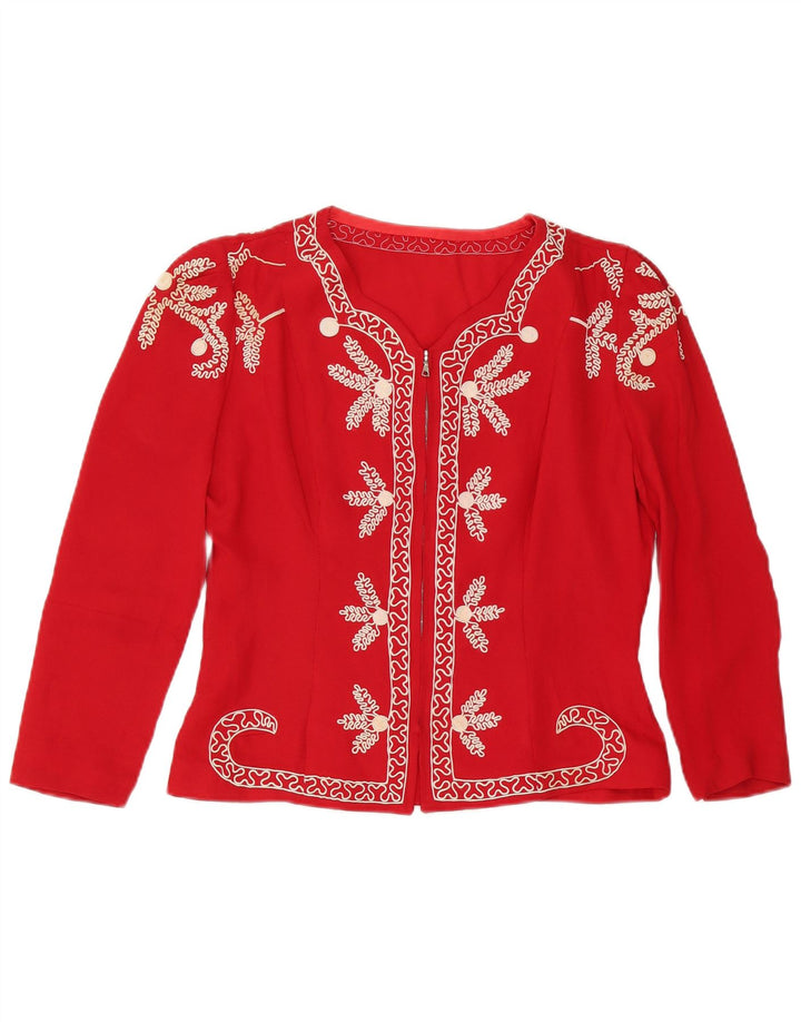 Vintage dame cardigan top UK 14 Medium Red Floral
