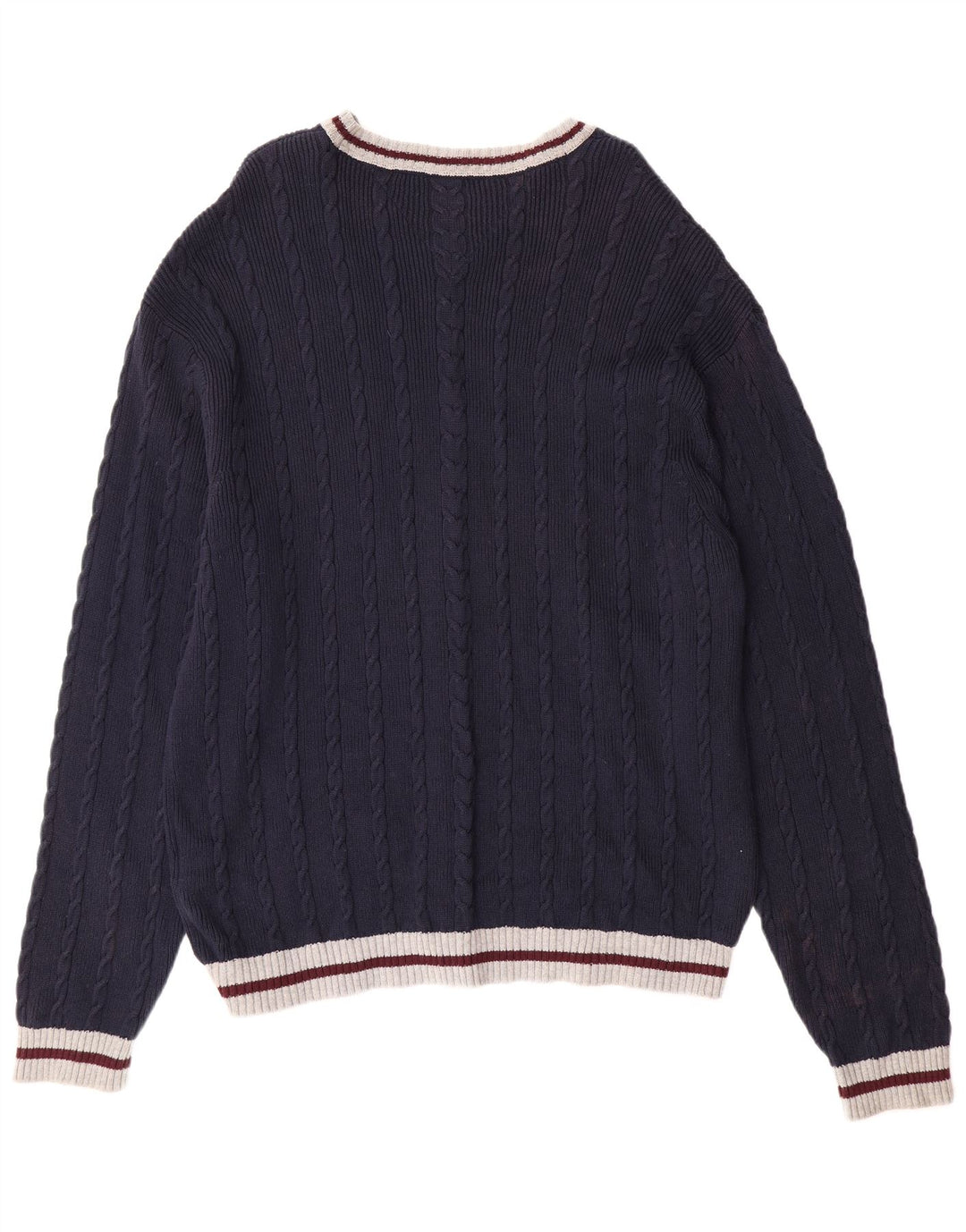 TOMMY HILFIGER Herre V-hals sweater XL Marineblå Colourblock Bomuld