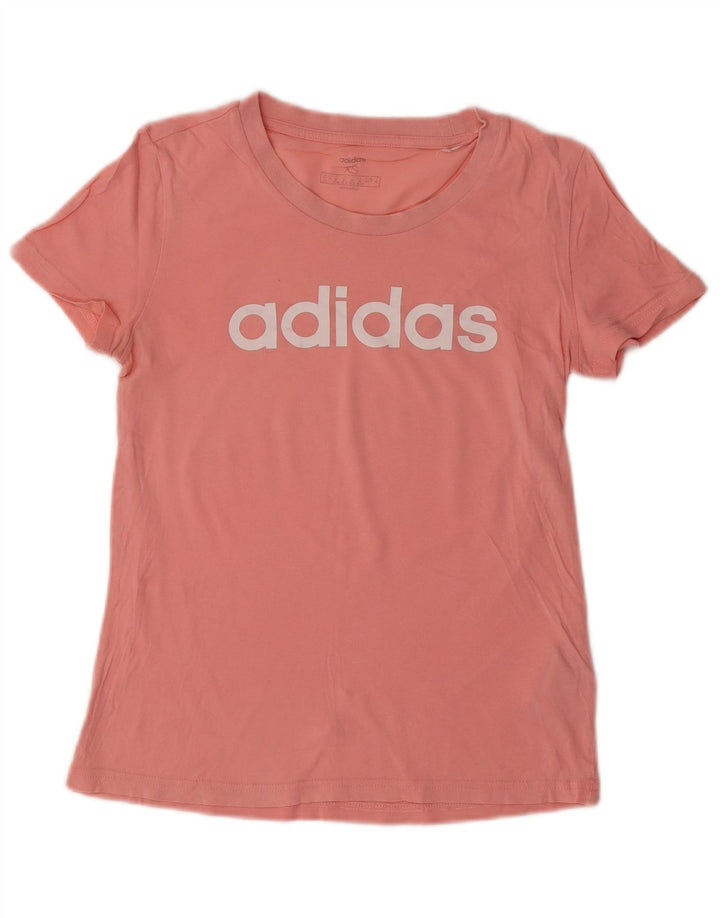 ADIDAS grafisk T-shirt top til kvinder UK 4/6 XS Pink bomuld