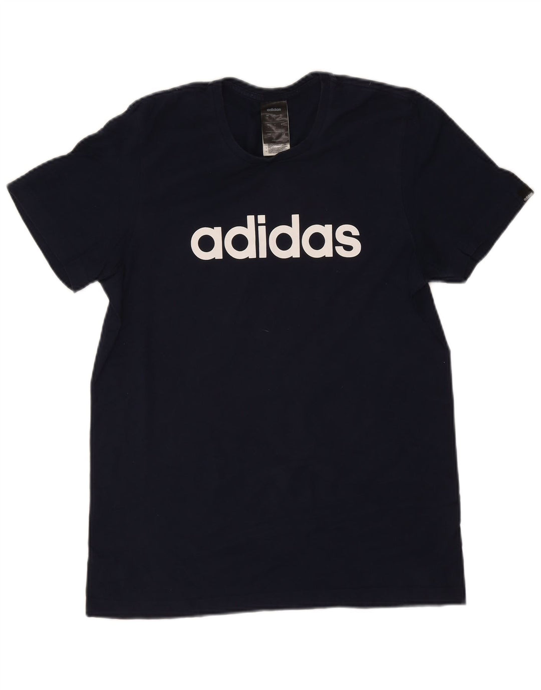 ADIDAS Mens Graphic T-Shirt Top Small Navy Blue Cotton
